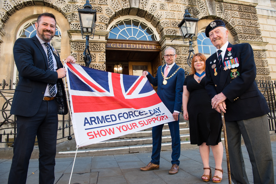 Armed Forces Day flag at Guildhall in Bath