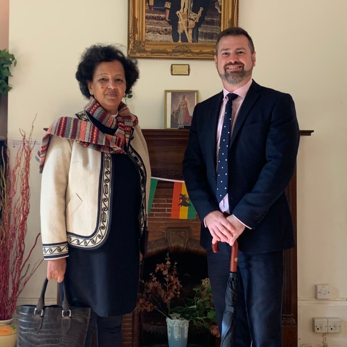 Cllr Kevin Guy, right, leader of Bath and North East Somerset Council, with Princess Esther Sellassie Antohin, co-chair of Fairfield House Bath CIC