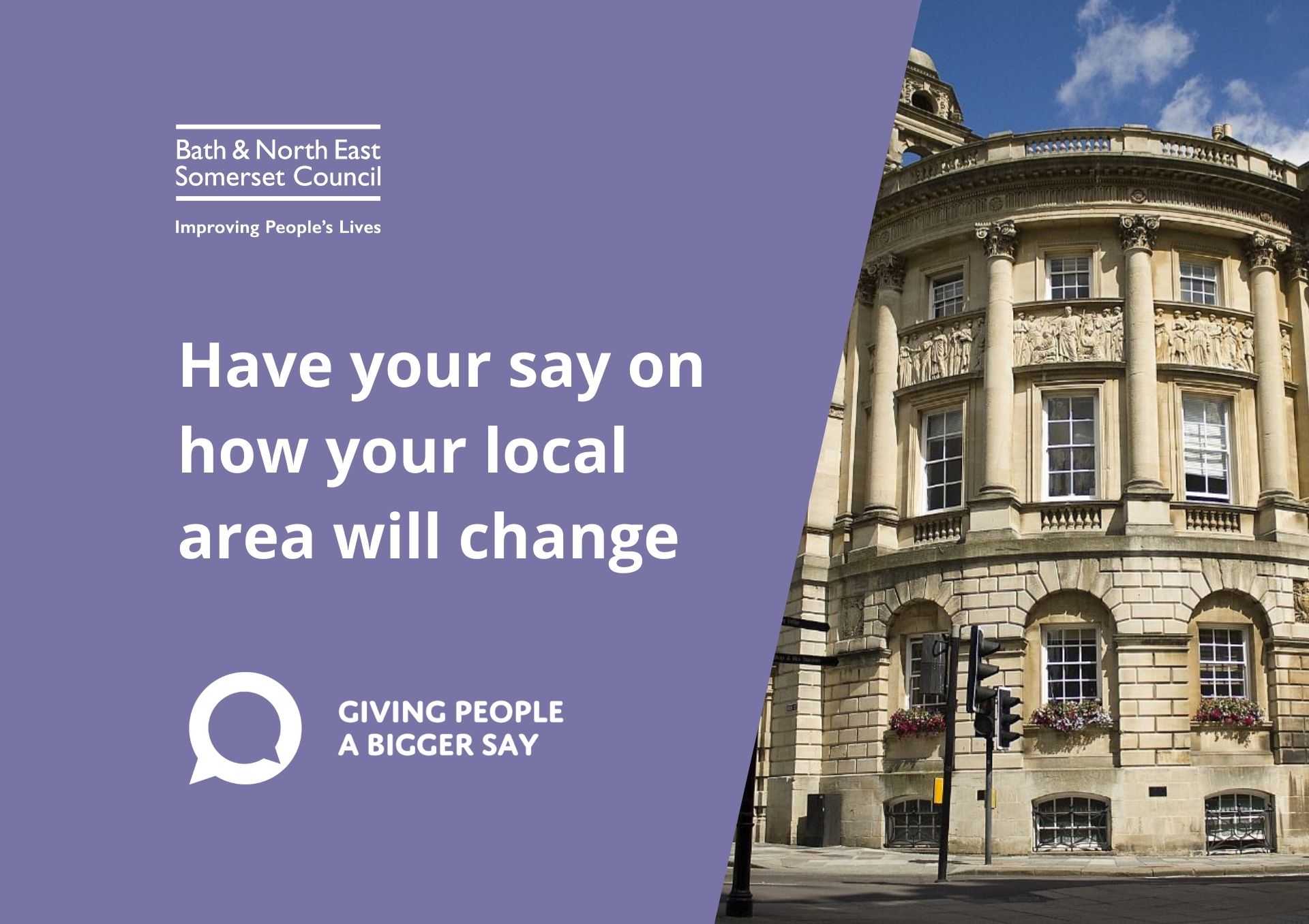 photo of the guildhall plus text saying: have your say on how your local area will change
