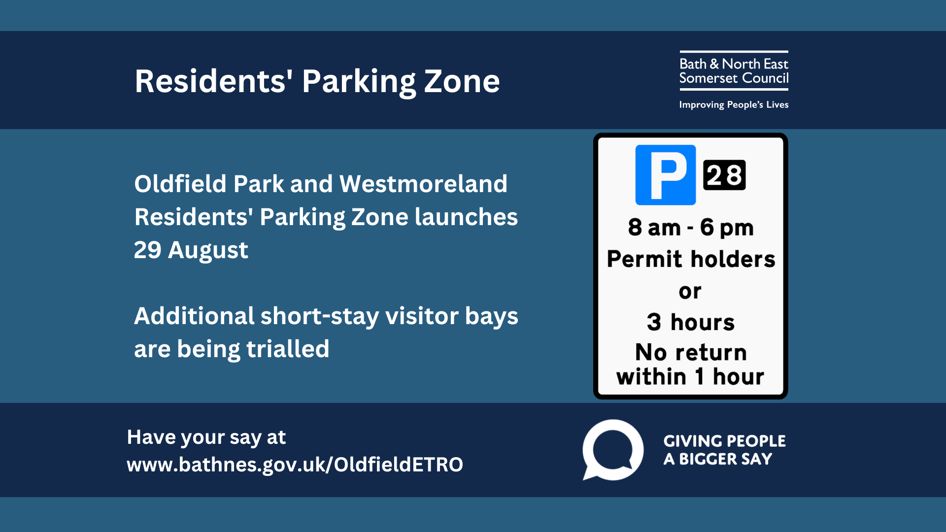 Residents' Parking Zone sign for Oldfield Park