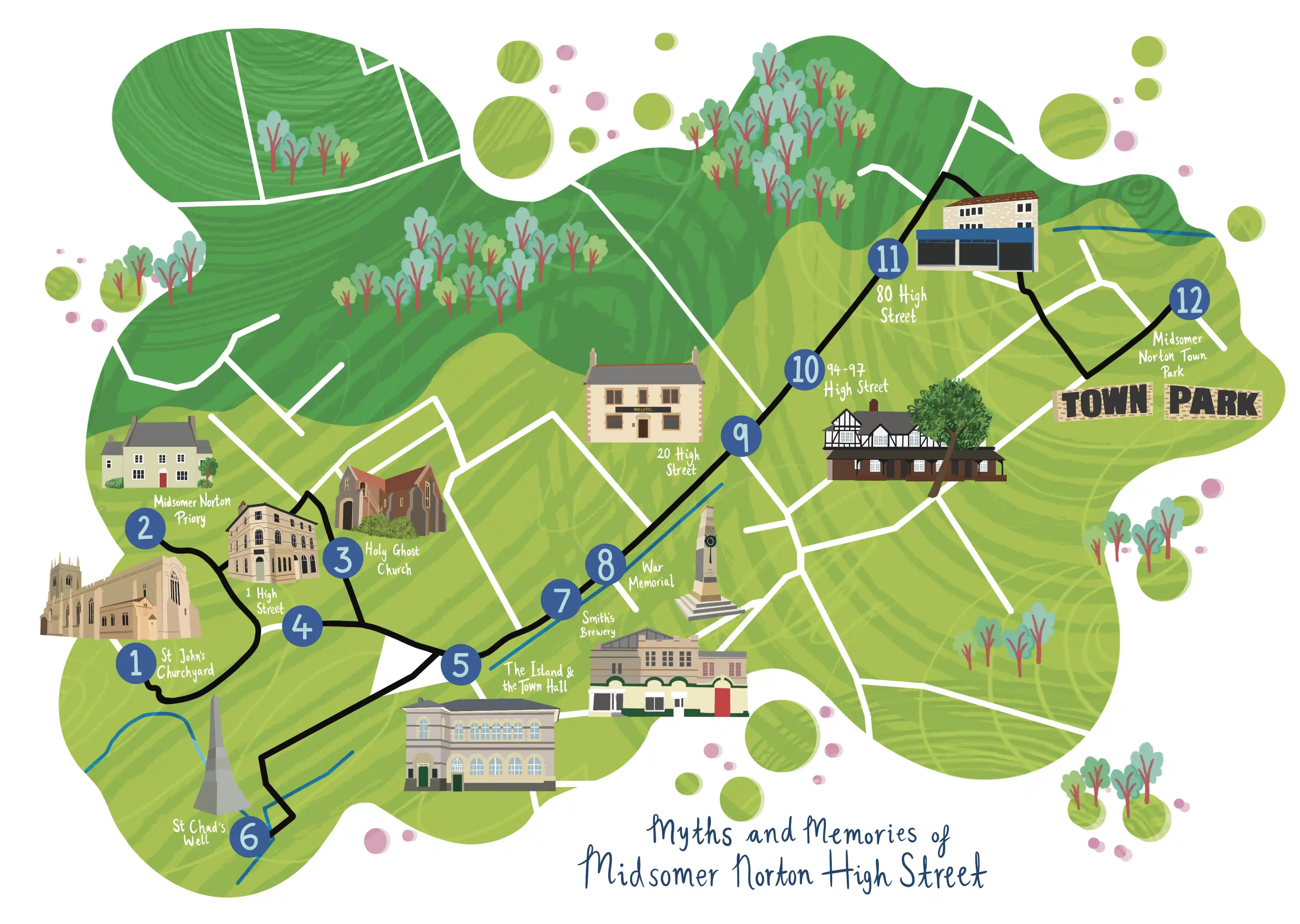 myths and memories of Midsomer Norton map