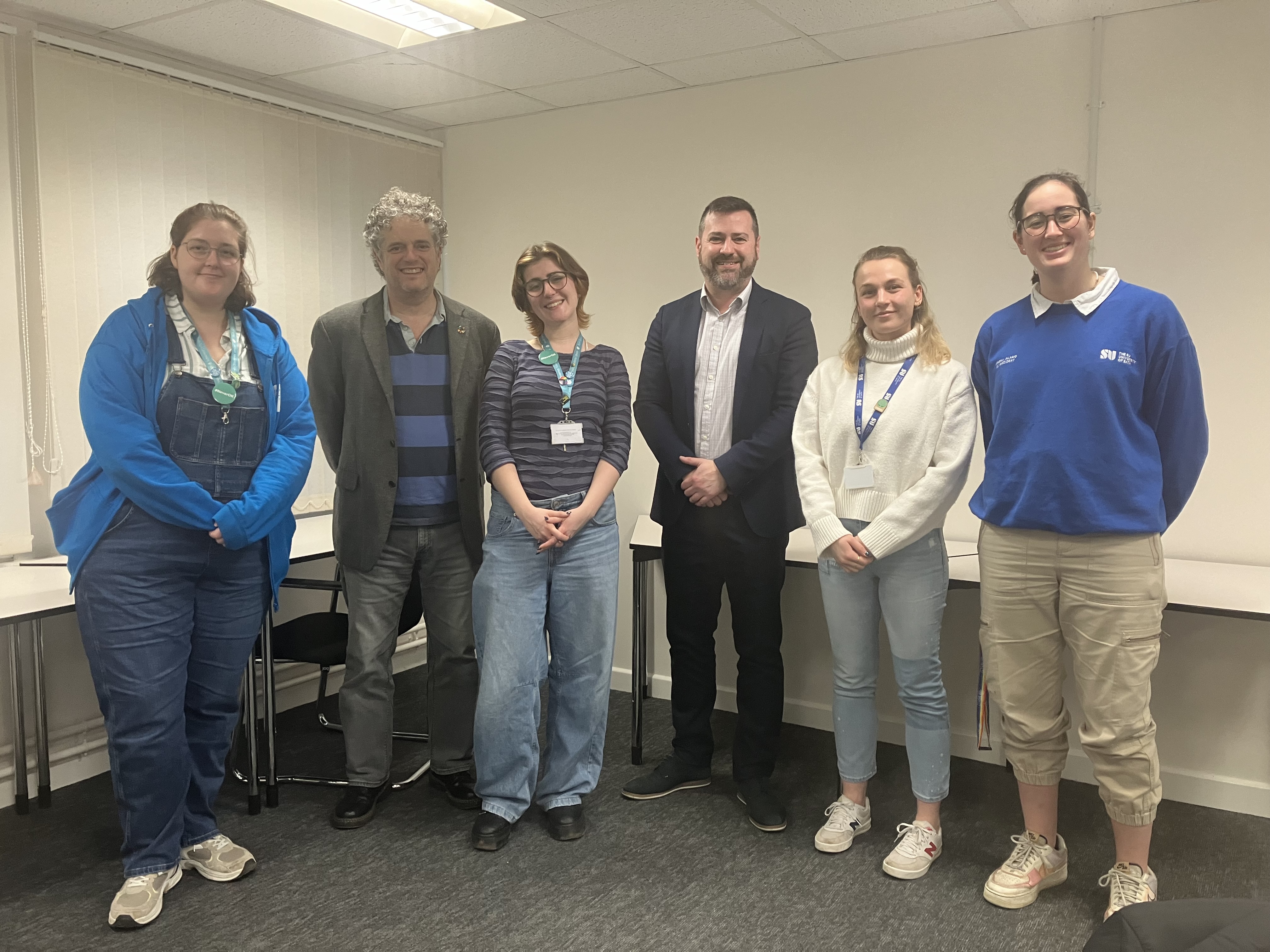 Councillor Kevin Guy, Leader of Bath & North East Somerset Council and Councillor Matt McCabe with the Student Union presidents and their deputies from the universities of Bath and Bath Spa.