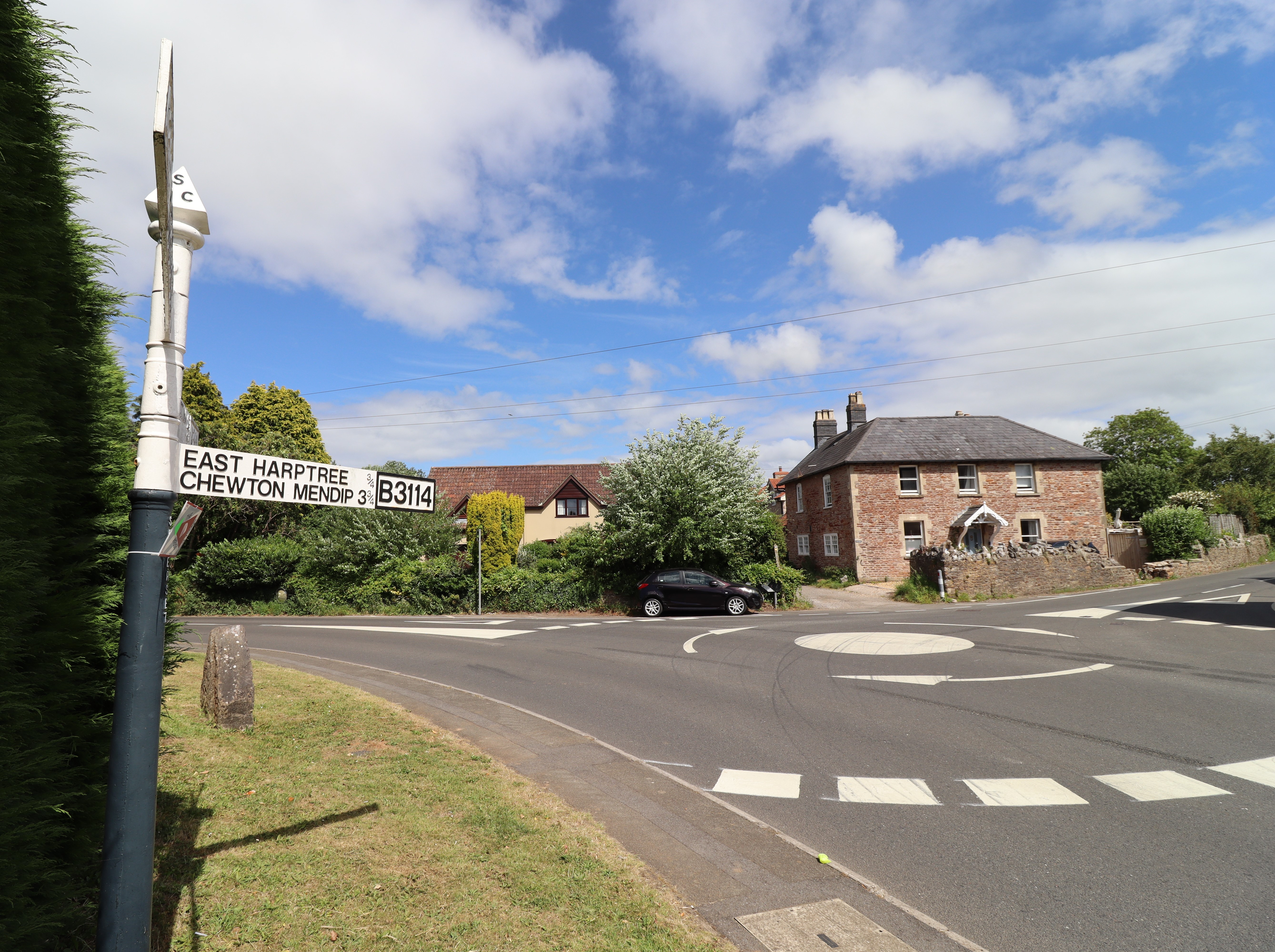 A new roundabout in West Harptree. 