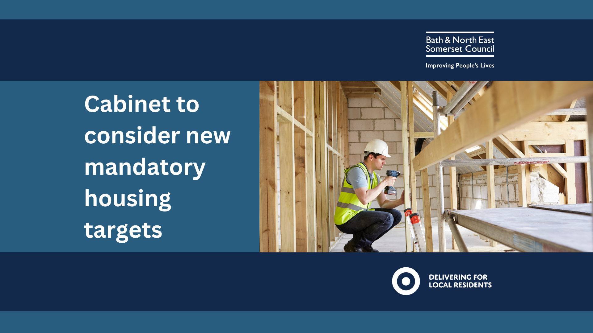 Image shows a man wearing a hard hat in a   roof space drilling timber frames