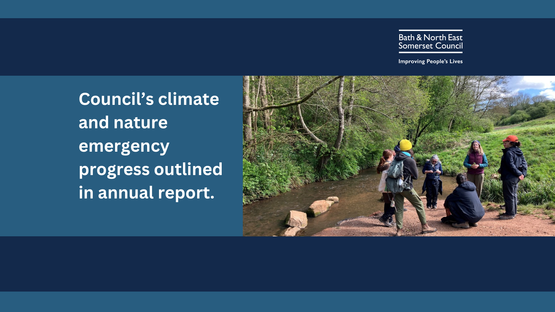 text about the cabinet meeting and a photo of a group of walkers standing next to a river