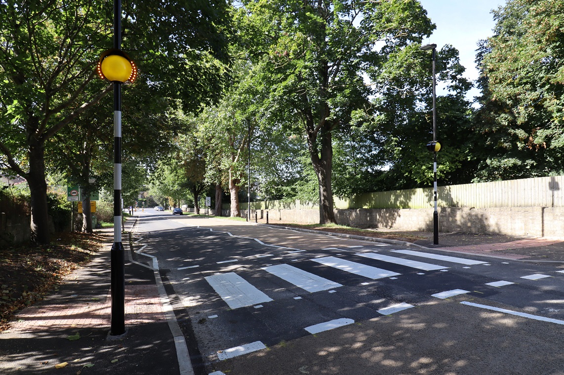 A new zebra crossing on A36 Warminster Road in Bath