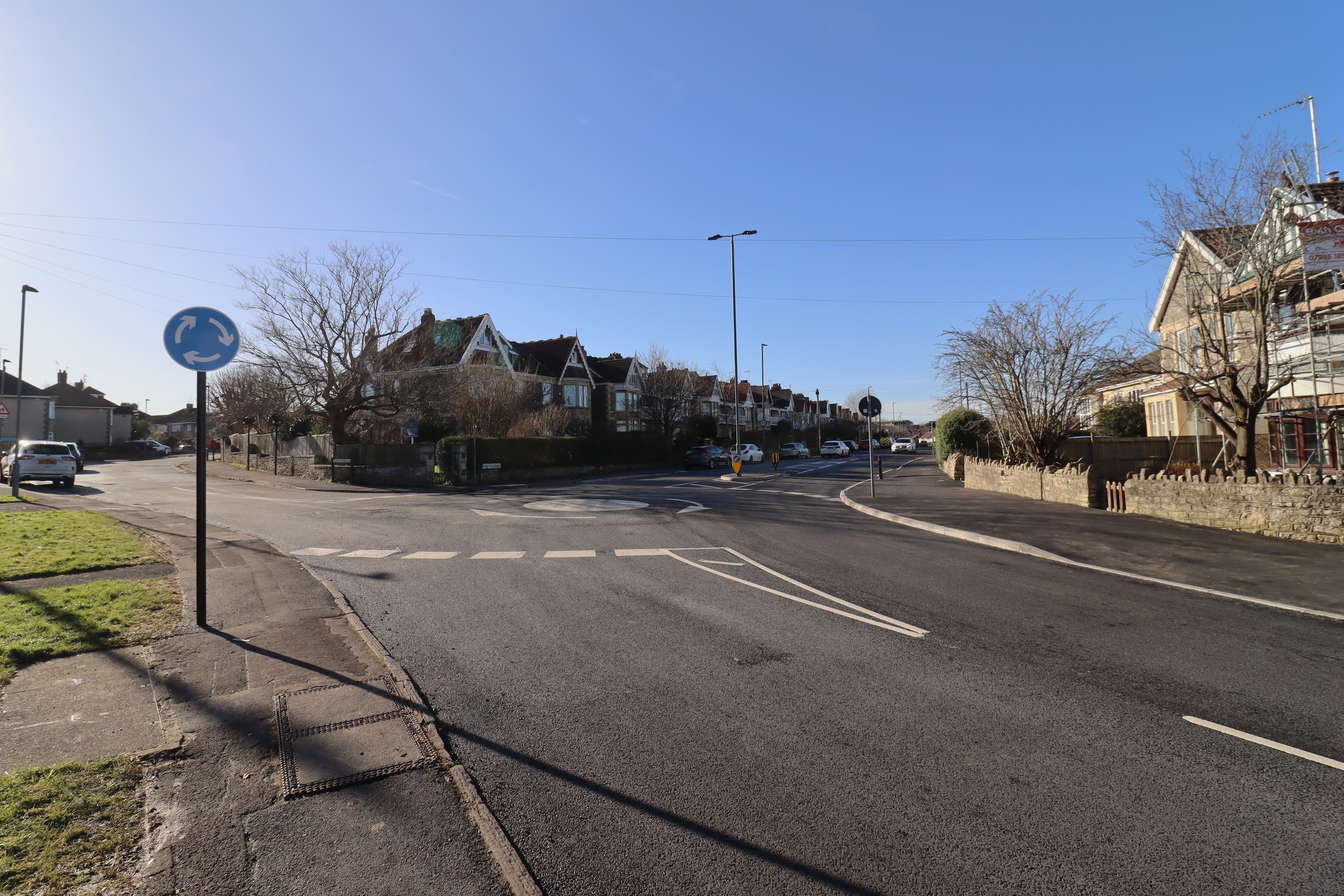 The new mini roundabout in Charlton Road, Keynsham. 