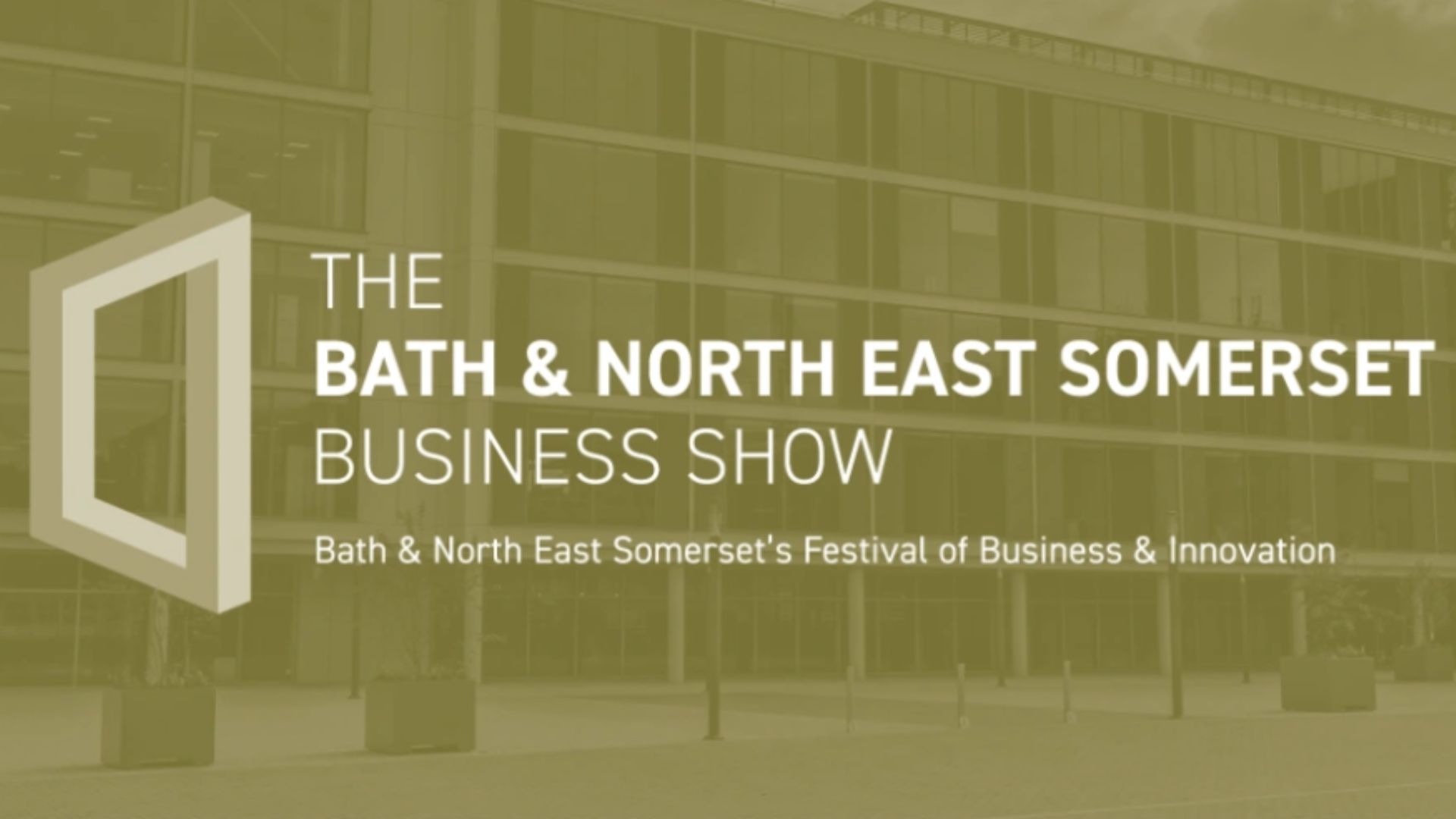 Bath & North East Somerset Business show gold graphic with white writing