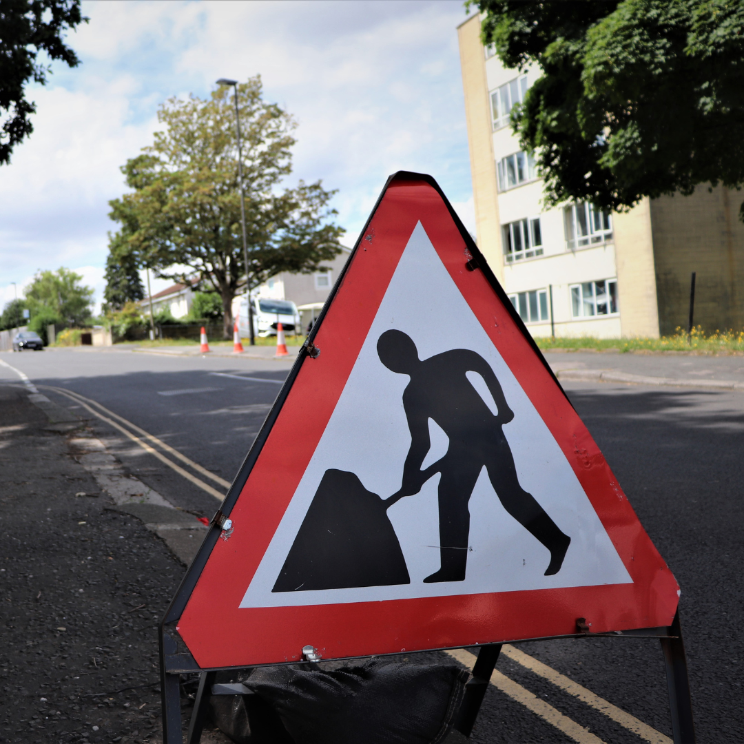 A roadworks sign. 