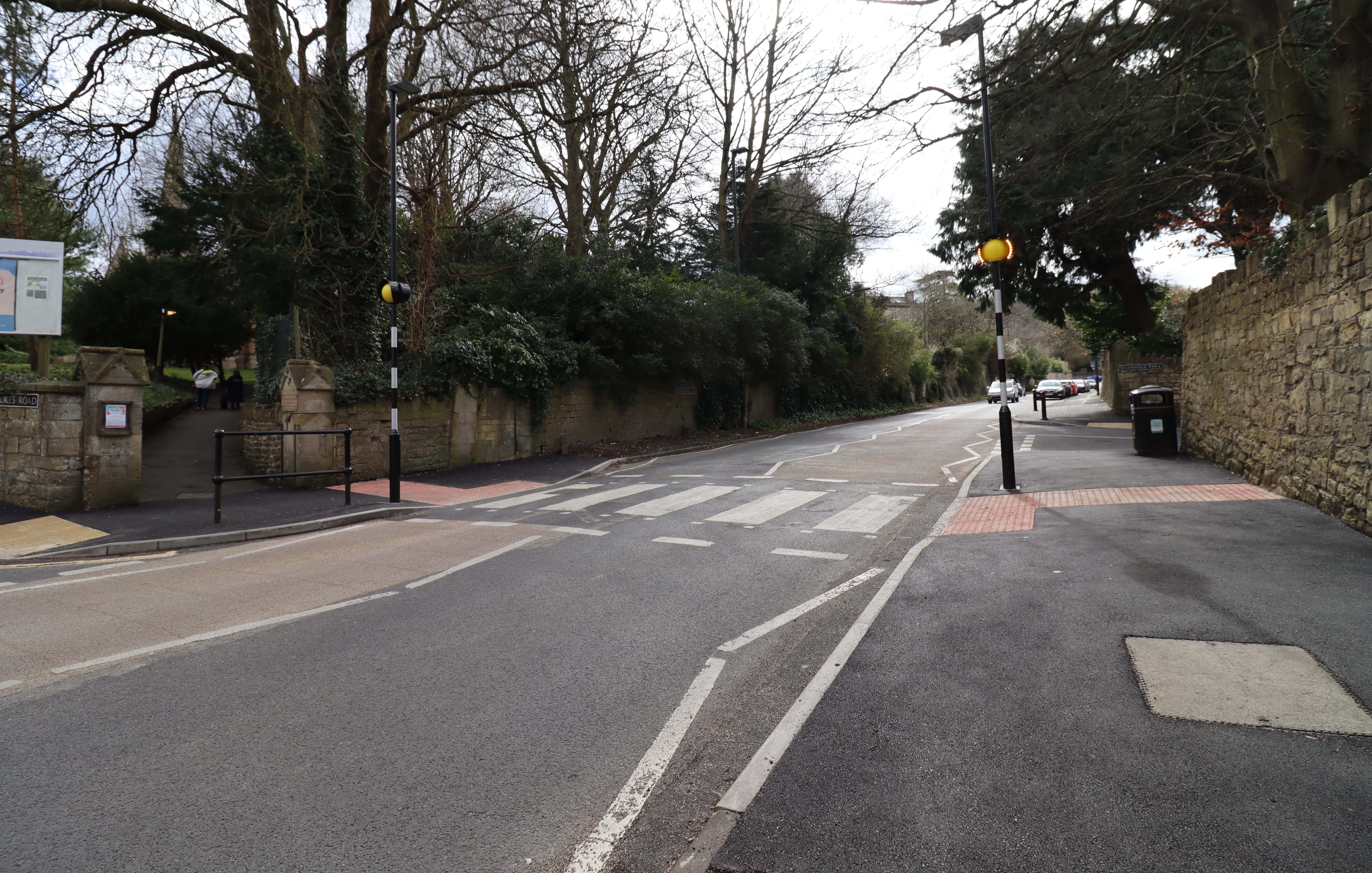 A zebra crossing on Bloomfield Road. 