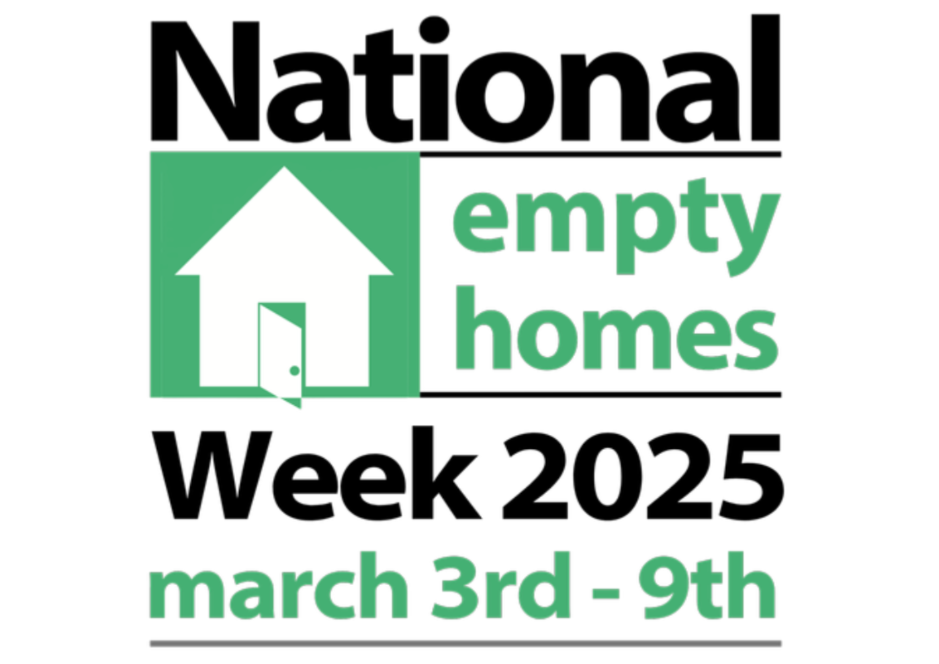 an image of a house on the logo for National Empty Homes Week 2025 March 3rd to 9th