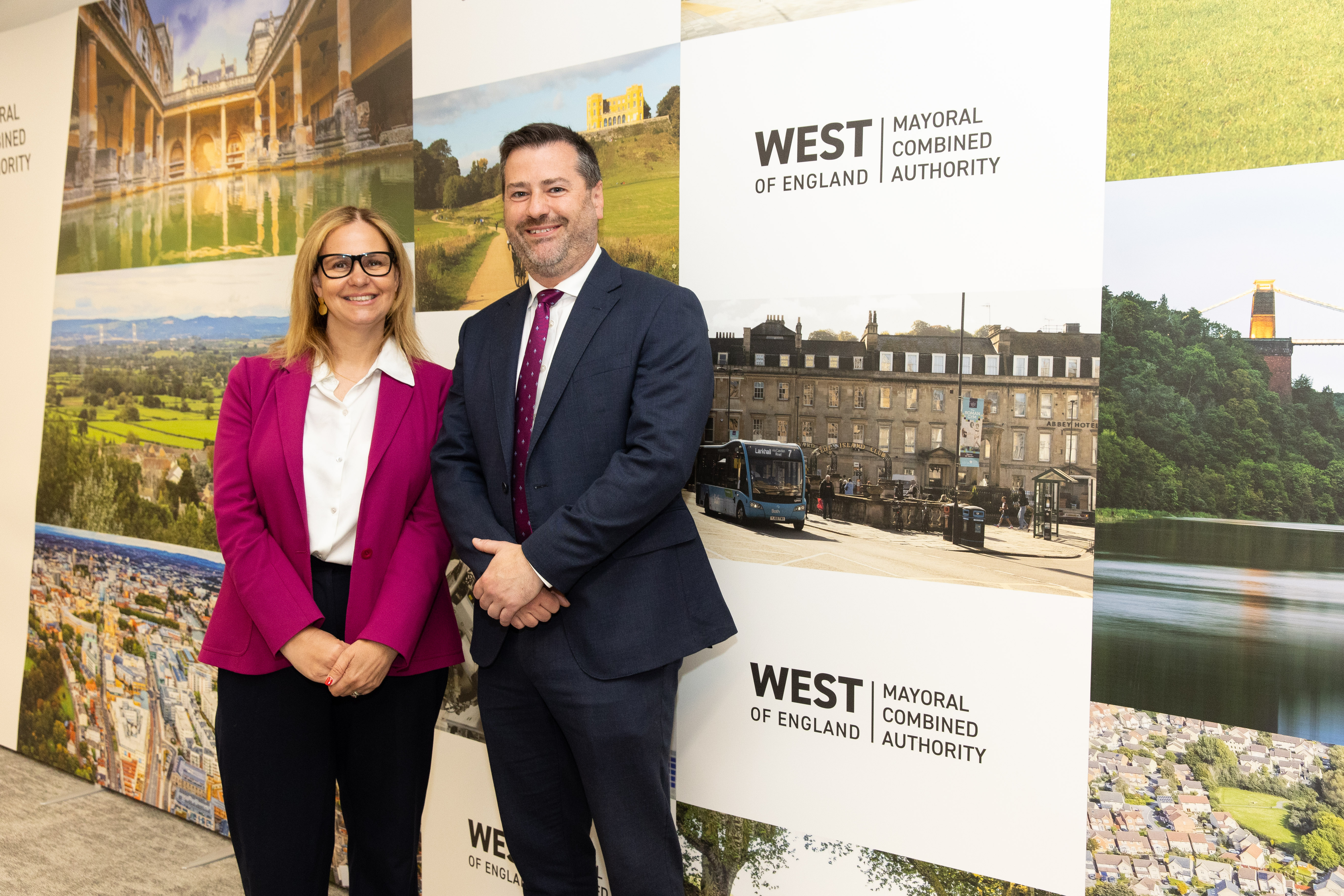 Cllr Kevin Guy, Leader of Bath & North East Somerset Council with the new Mayor of West of England Helen Godwin.