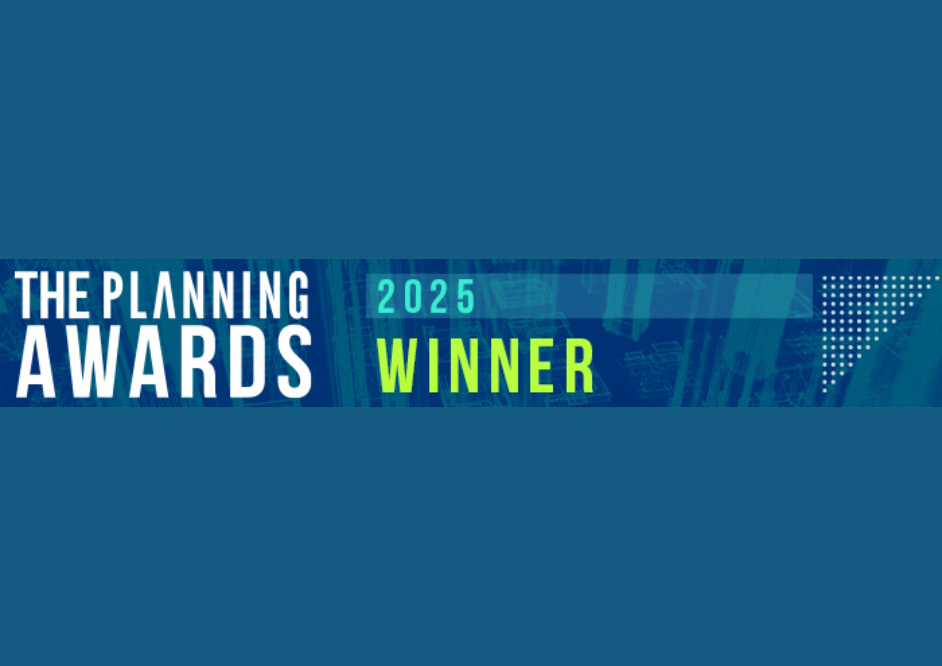 a banner with text announcing winner of the Planning Awards