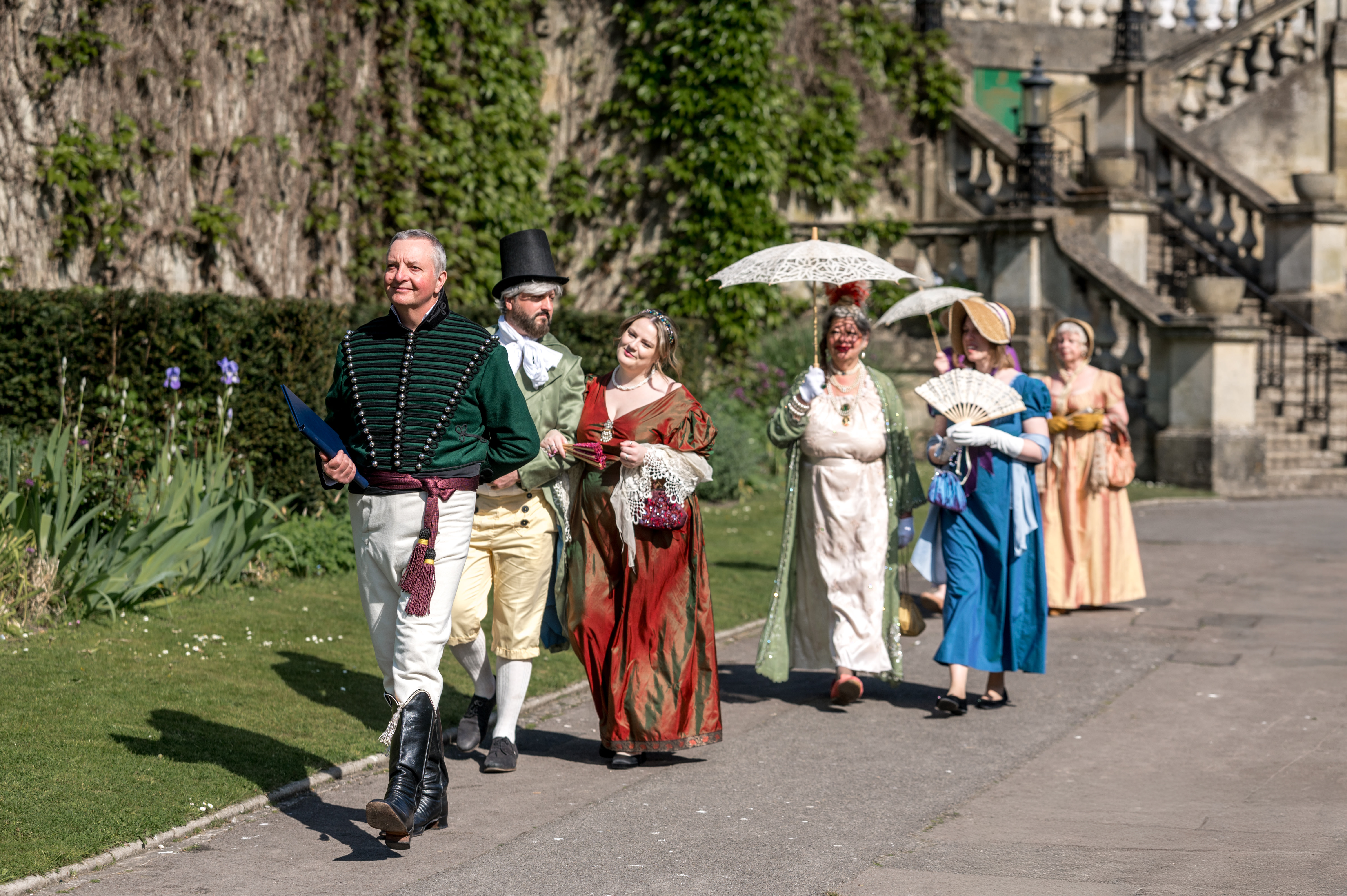 People promenade in Regency costume