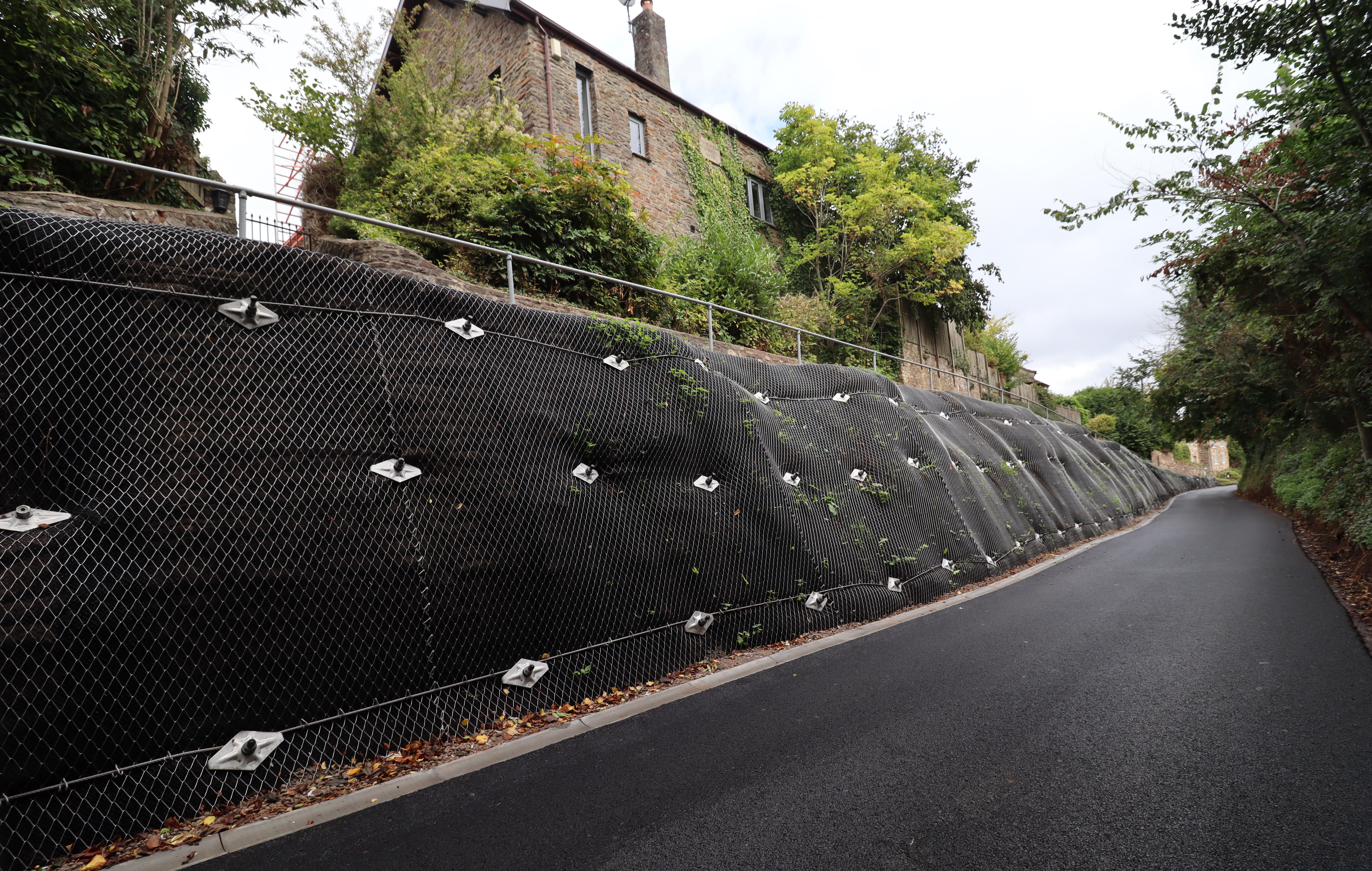 A stabilised earth embankment in Stanton Drew. 