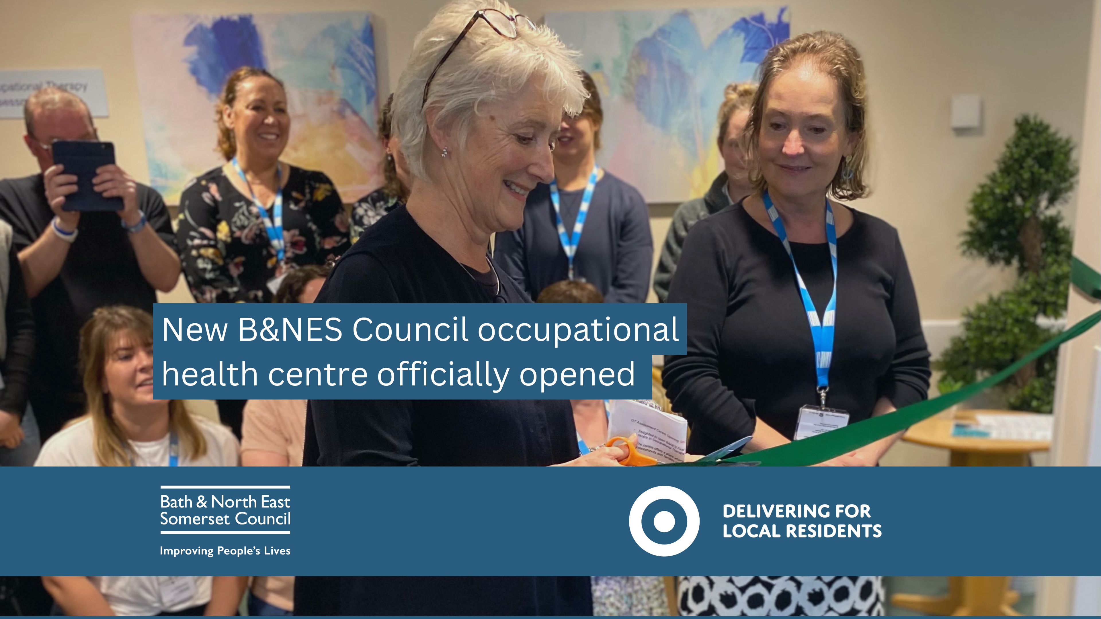 Councillor Alison Born cutting the ribbon to mark the official opening of the new OT assessment centre