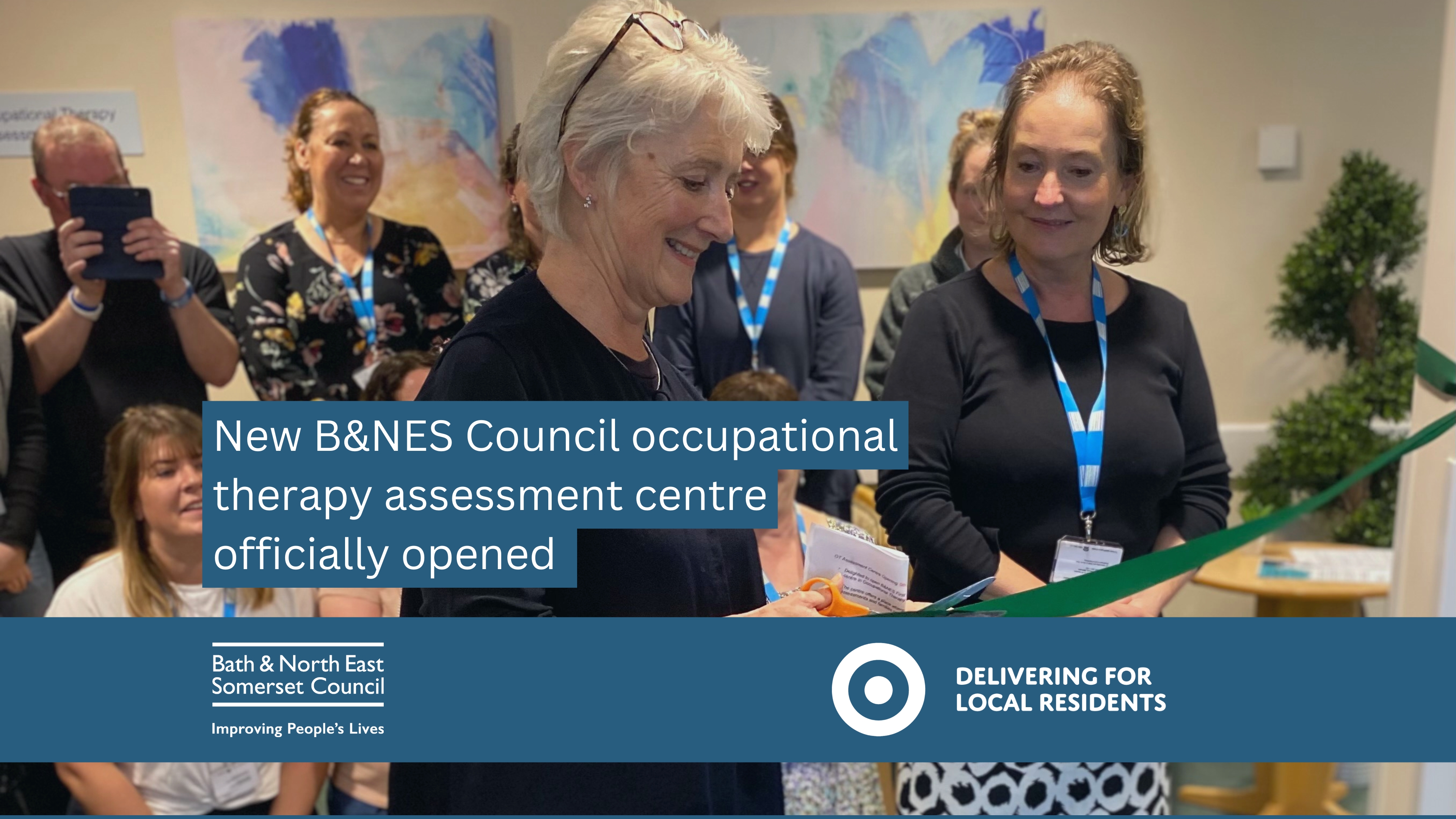 Councillor Alison Born cutting the ribbon to mark the official opening of the new OT assessment centre