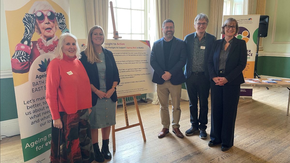 (Pictured left to right Catharine Brown, St. John's Foundation, Rob Greig Ageing Well Chair, Councillor Kevin Guy, Laura Martin Ageing Well Programme Lead and Nicola Gregson Older People's Voice Chair.)