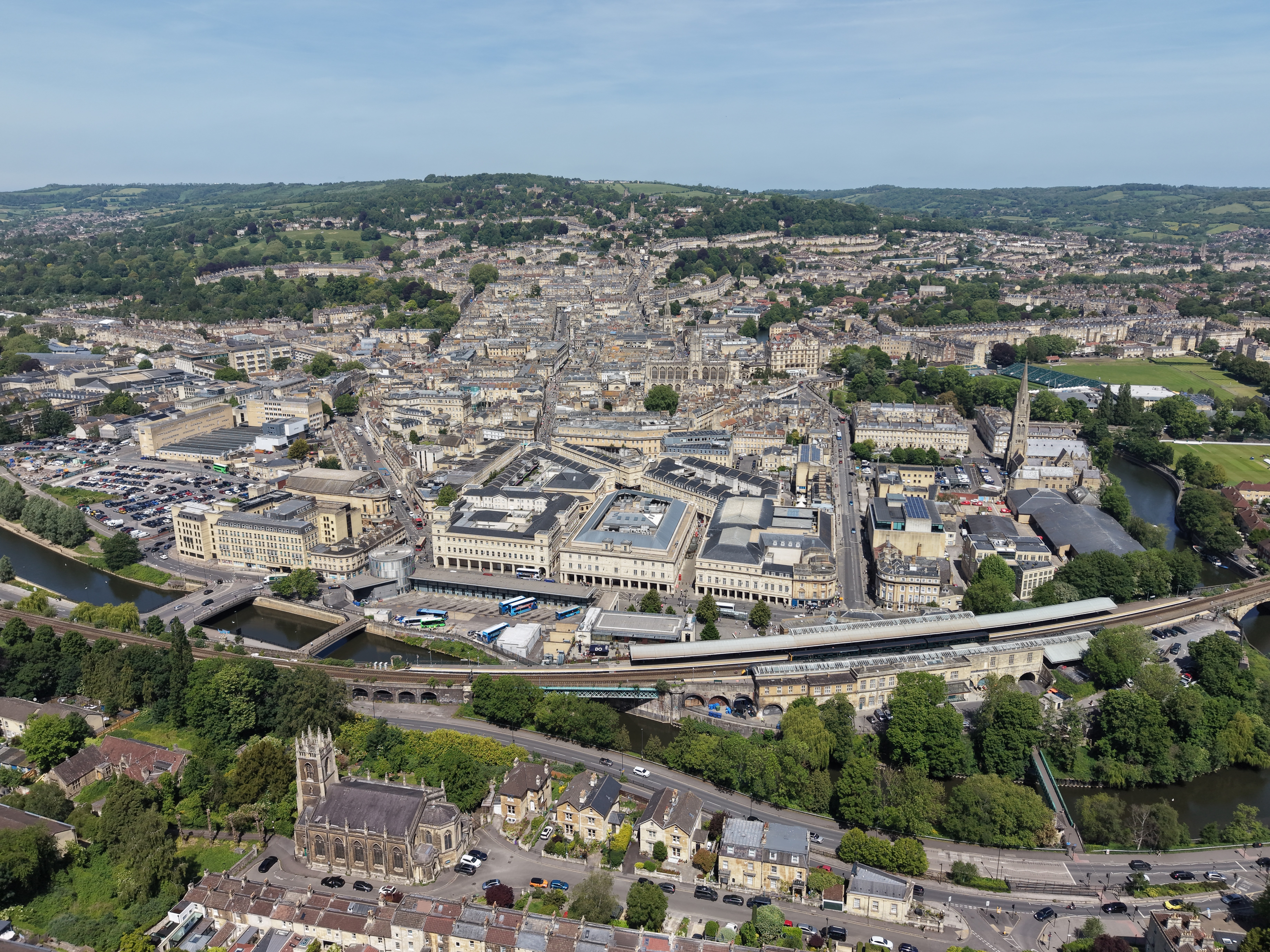 A picture of Bath city centre from above. 