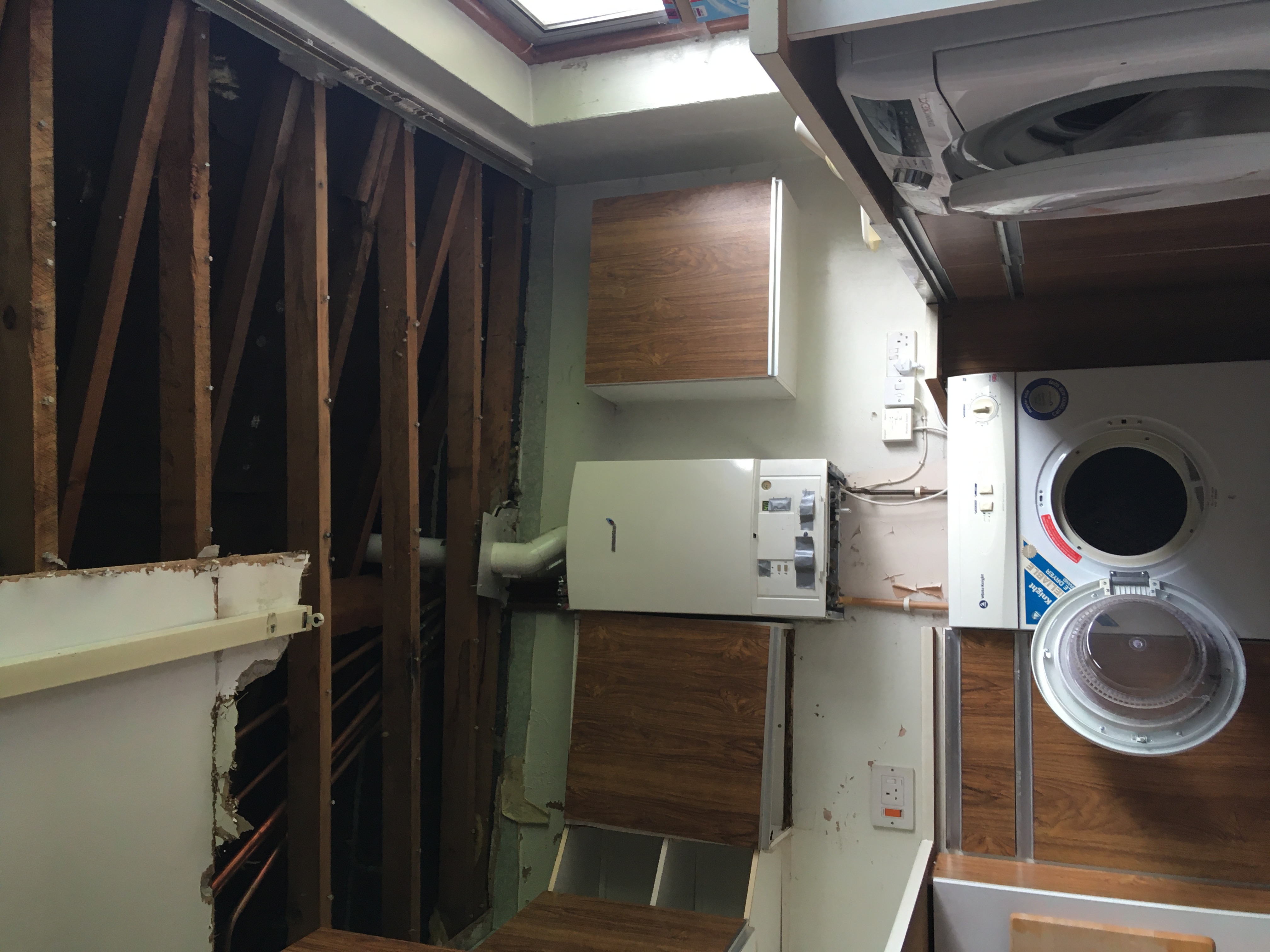 A kitchen roof left with damage