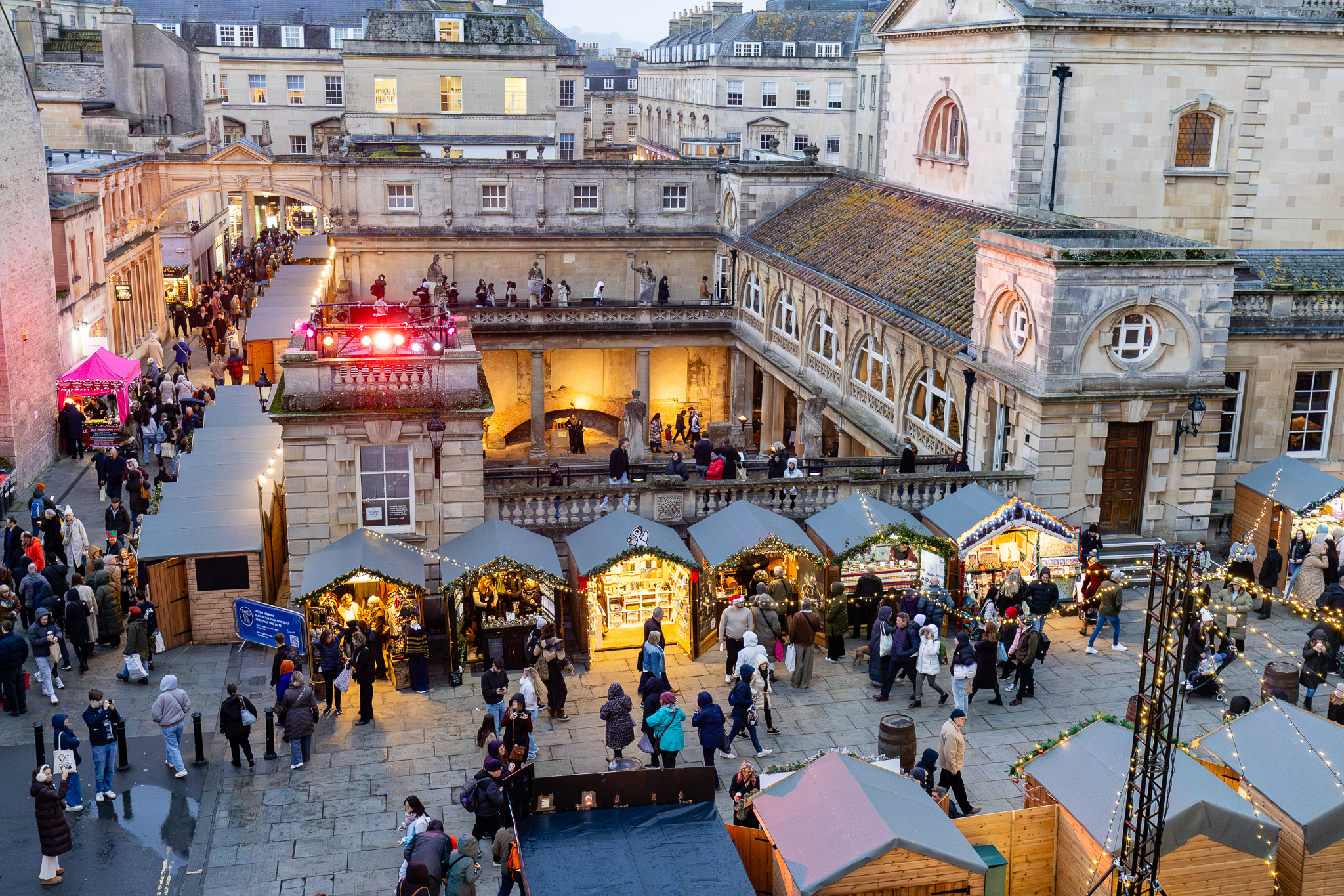 aerial view of Bath Christmas Market