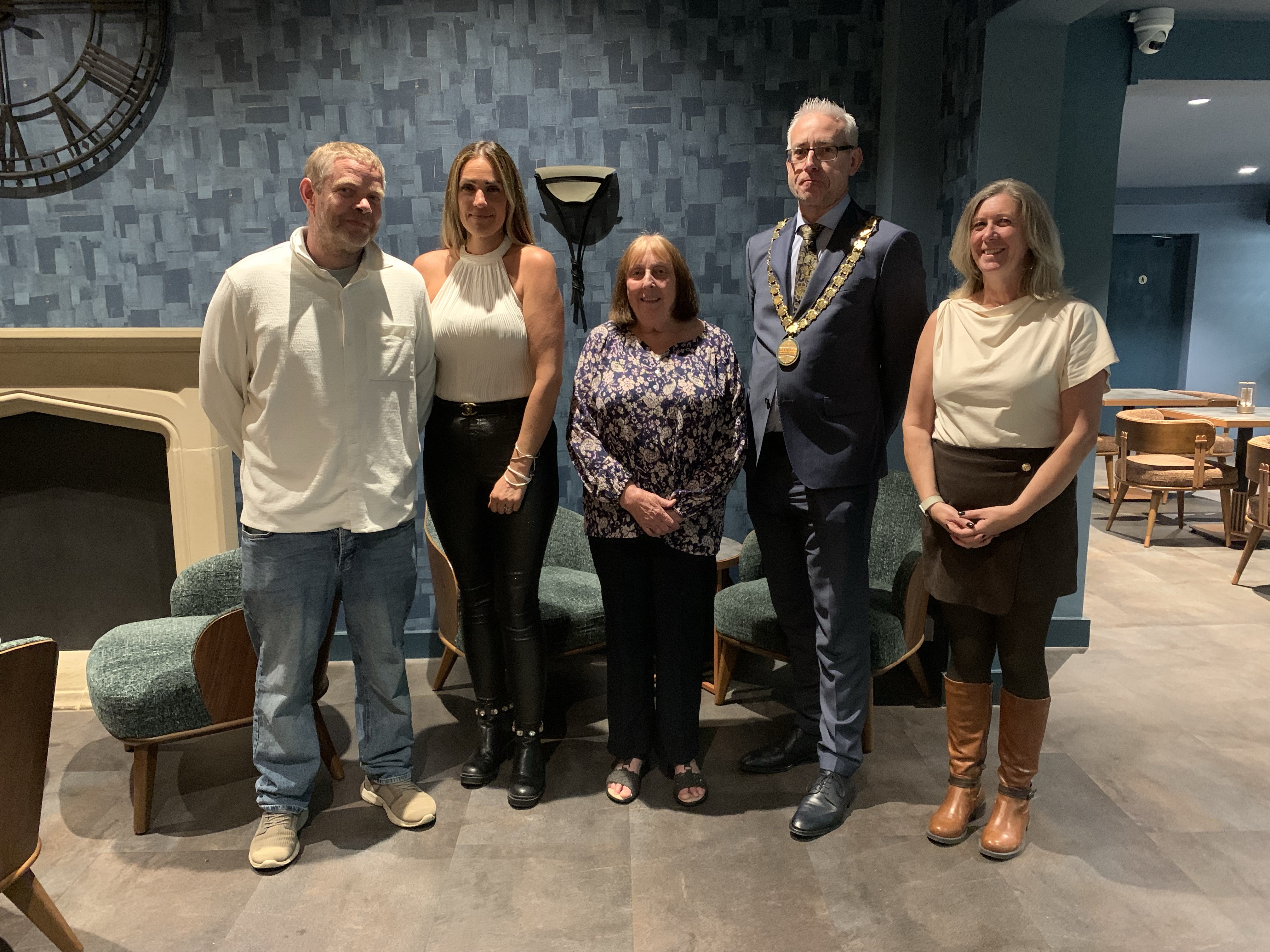 Pictured left to right is:  Ben & Laura – Kinship Carers, Linda – Family Link Carer, The Chair Councillor Shaun Stephenson-McGall, Dee – Foster Carer.