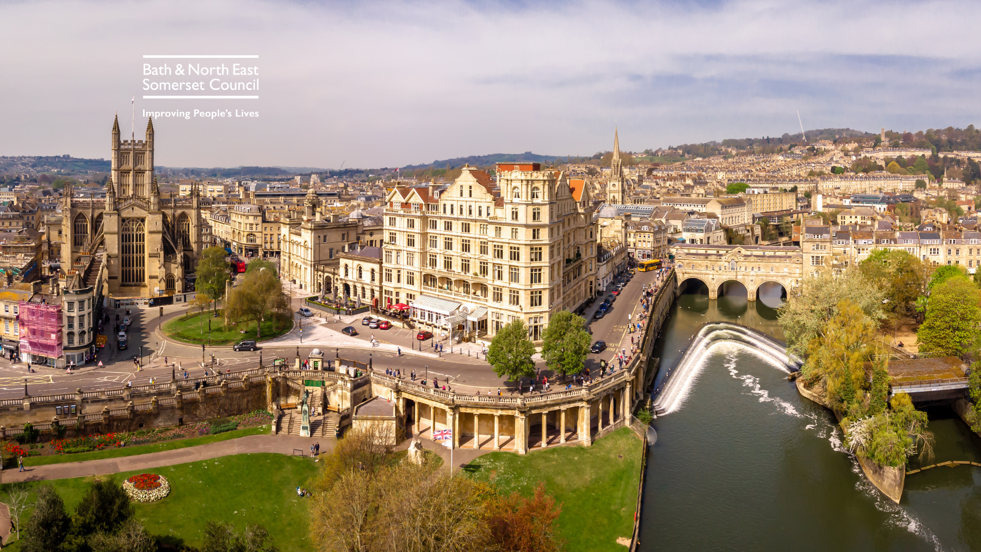 Aerial view over Bath.
