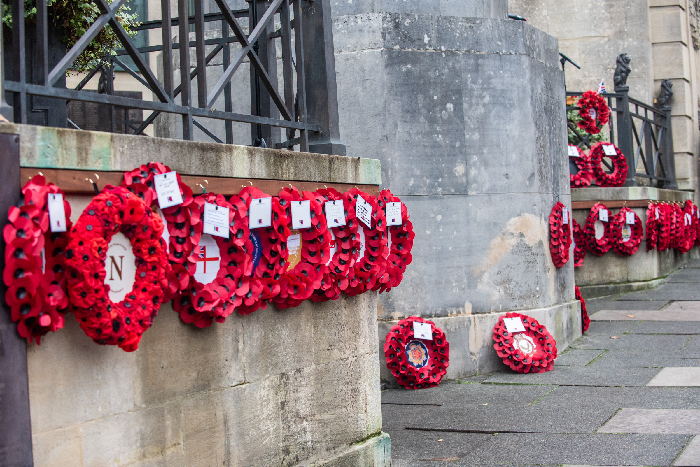 Remembrance wreaths in Bath