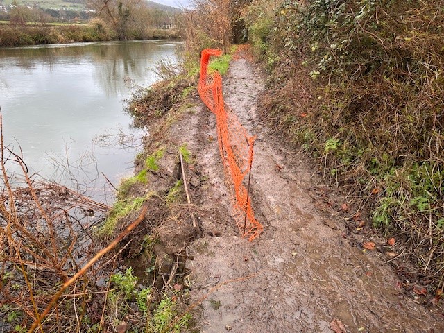 Image showing a footpath along the River Avon which has eroded